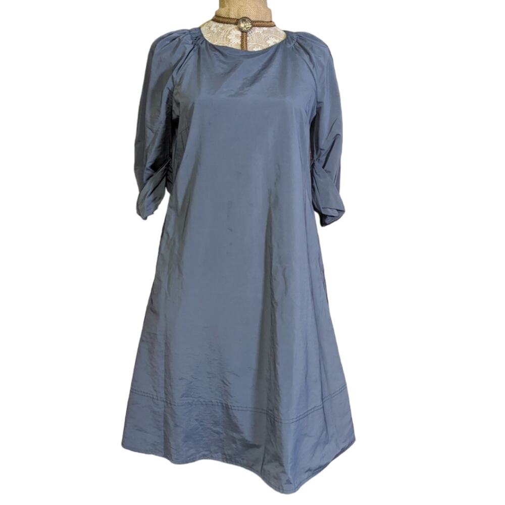 Premise dusty‎ blue Dolly tafetta tab sleeve dress